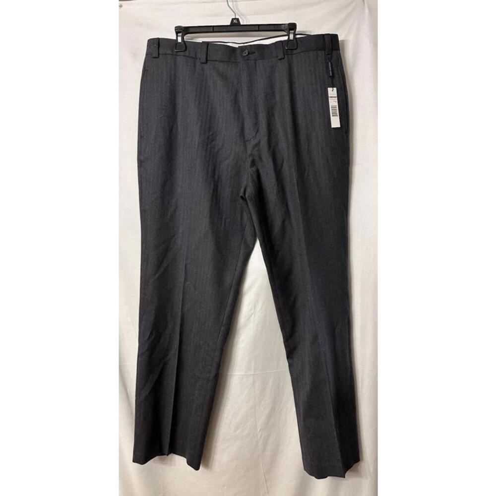 NWT Alex Cannon Mens Charcoal Gray Wool‎ Blend Flat Front Dress Pants 38x32